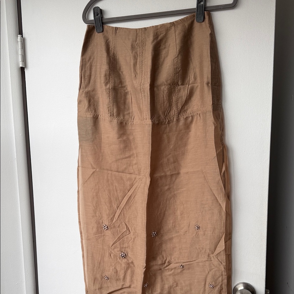 H&M Tan Midi Skirt
